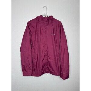 Columbia Rain Jacket Women's XL Omni-Tech Windbreaker Purple Hooded Zip